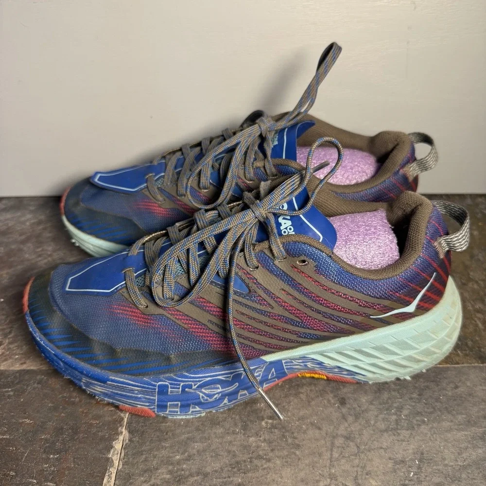 Hoka One One Womens Speedgoat 4 Black Running Shoes Sneakers 8.5